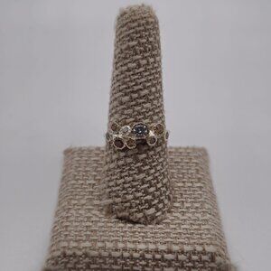 Size 8 Sterling Silver Abstract Cubic Zirconia Gems Ring A3381